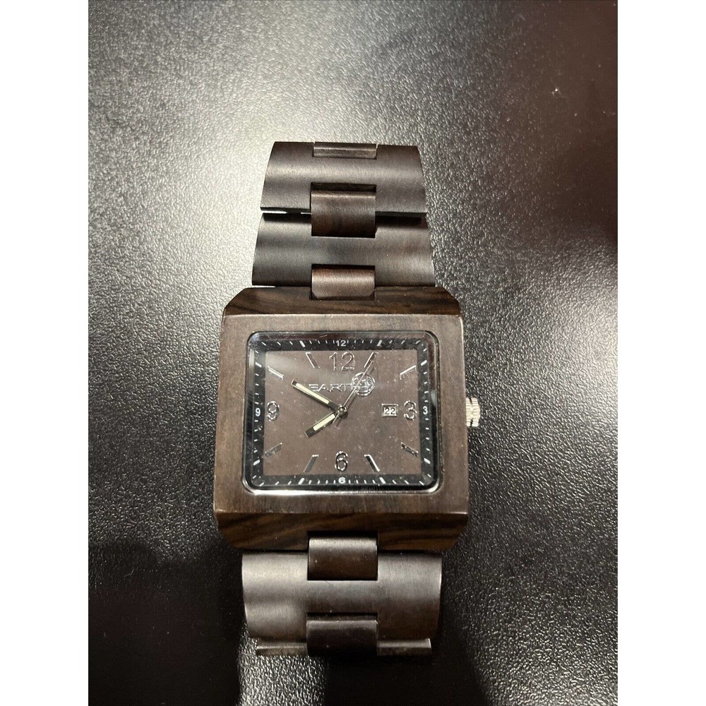 Earth Wood Berkshire Bracelet Watch w/Date - Dark Brown
